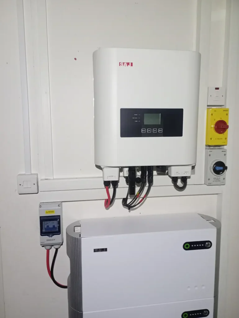 SAJ Inverters: Robust Performance, Expertly Housed
Intro Text:
SAJ Inverters offer robust and dependable performance for a wide range of systems. We ensure this reliability is matched by a flawless installation. See how we provide a dedicated, tidy home for your inverter, with all connections perfectly executed and clearly labelled for ultimate peace of mind.